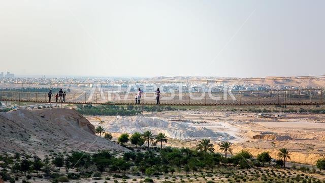 Scenic Views from Al Shuba Hanging Bridge Trail in Al Ahsa, Eastern Province near Al Hofuf, Saudi Arabia.