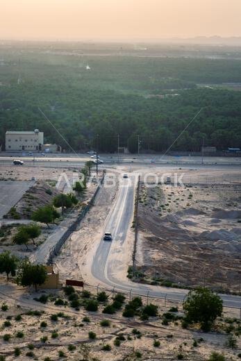 Scenic Views from Al Shuba Hanging Bridge Trail in Al Ahsa, Eastern Province near Al Hofuf, Saudi Arabia.