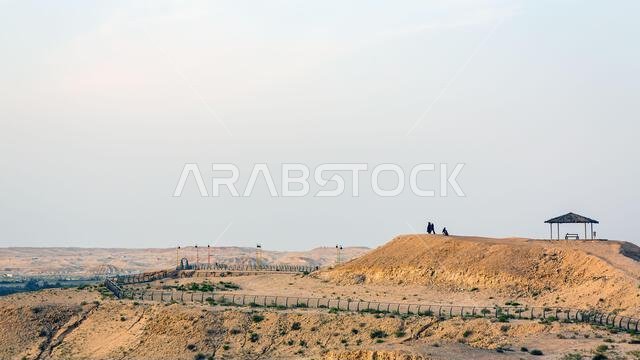 Scenic Views from Al Shuba Hanging Bridge Trail in Al Ahsa, Eastern Province near Al Hofuf, Saudi Arabia.
