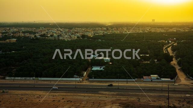 Scenic Views from Al Shuba Hanging Bridge Trail in Al Ahsa, Eastern Province near Al Hofuf, Saudi Arabia.