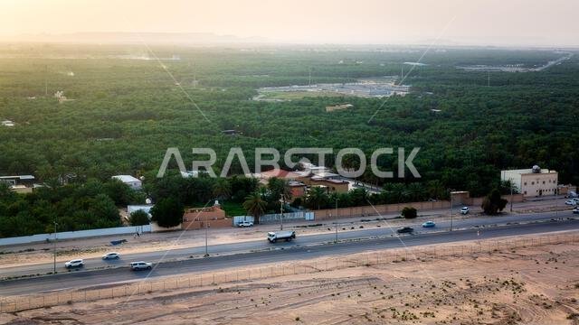 Scenic Views from Al Shuba Hanging Bridge Trail in Al Ahsa, Eastern Province near Al Hofuf, Saudi Arabia.