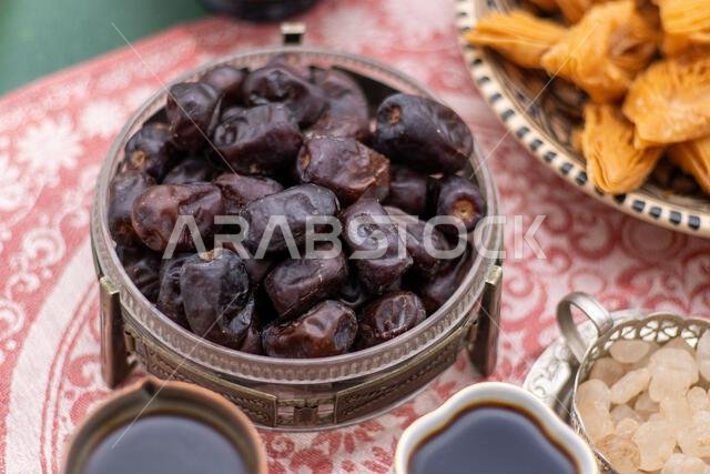 Dates fruit for dessert. Food and drink coffee. Dates fruit for dessert. Food and drink coffee.