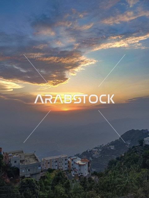Sunset over Faifa Mountains Jazan Saudi Arabia