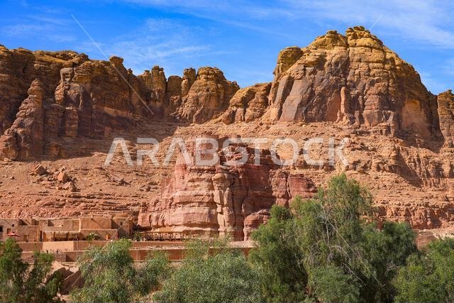 AlUla Castle towering over the mudbrick houses of the Old Town in Saudi Arabia