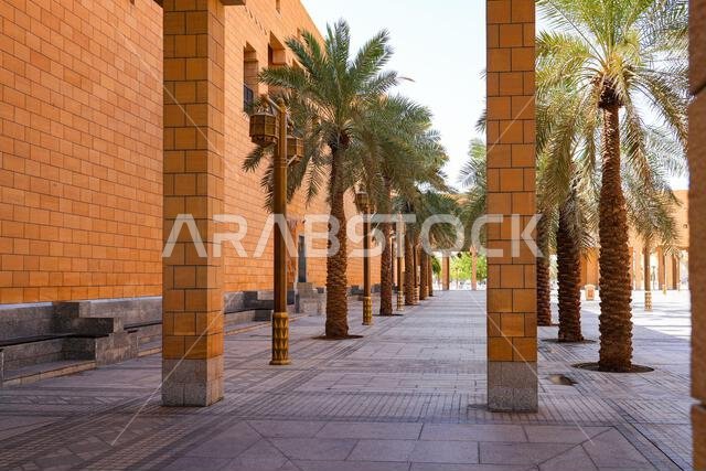 Modern Najdi architecture of the Imam Turki bin Abdullah Grand Mosque in Riyadh, Saudi Arabia