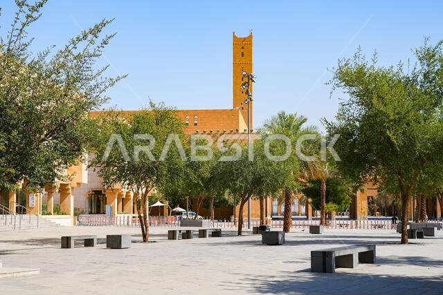 Qasr Al-Hukm palace square and Imam Turki bin Abdullah Grand Mosque complex in Riyadh, Saudi Arabia