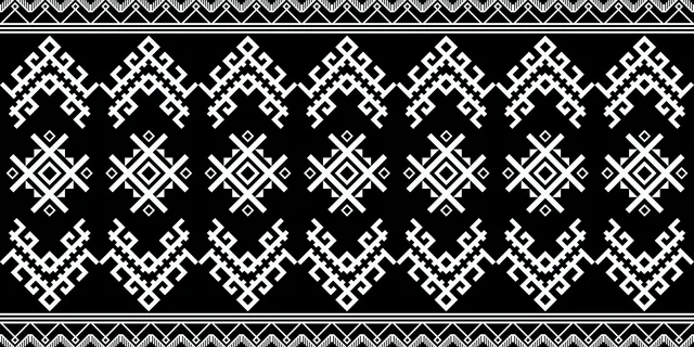 Saudi Sadu Heritage Pattern Black and White Background
