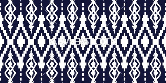 Traditional Saudi Sadu Pattern Blue and White Background