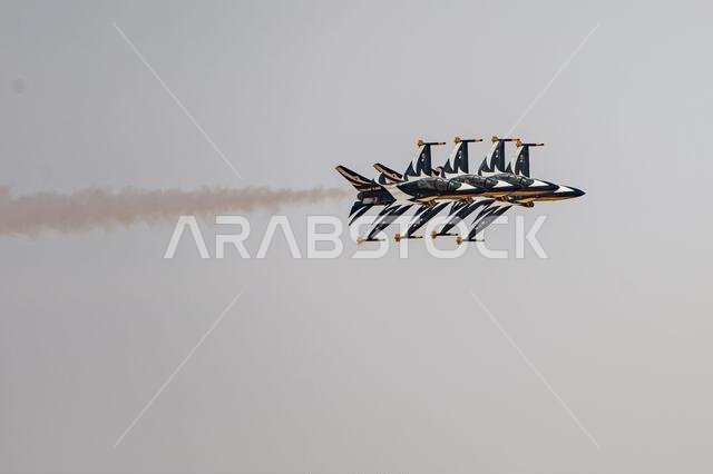 Riyadh, Saudi Arabia - 10 2 2026: jets flying in close formation