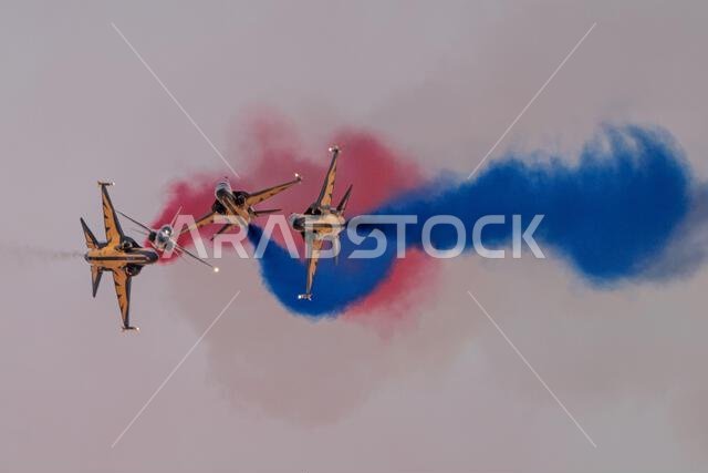 Riyadh, Saudi Arabia - 10 2 2026: jets performing aerial stunt