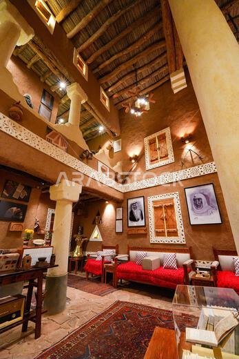 Restored traditional mud brick interior of the Home of Ibrahim ben Saleh Aleisa in Ushaiqer, Saudi Arabia