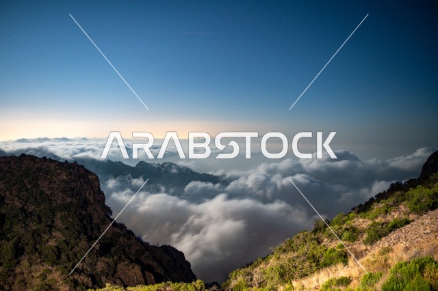 Asir Mountains Saudi Arabia Cloud Covered Landscape