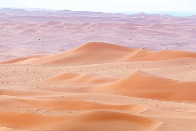الكثبان الرملية في صحراء النفود بالمملكة العربية السعودية
