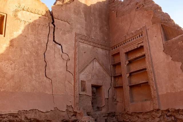 Traditional Najdi Engravings on Saudi Mud Wall Ruins