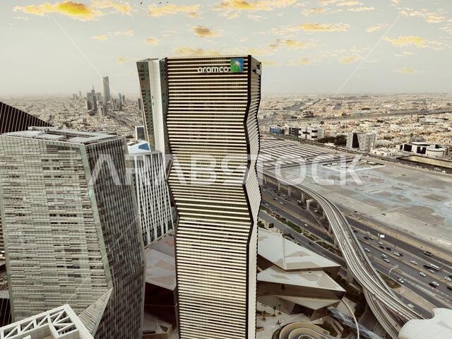 Modern buildings in King Abdullah Financial District (KAFD), Riyadh, Saudi Arabia.