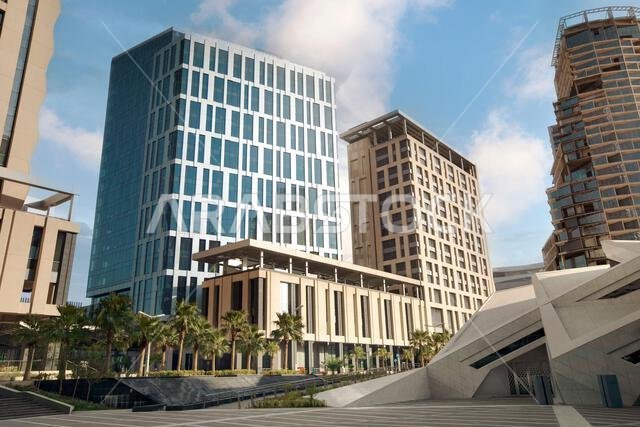 Modern buildings in King Abdullah Financial District (KAFD), Riyadh, Saudi Arabia.
