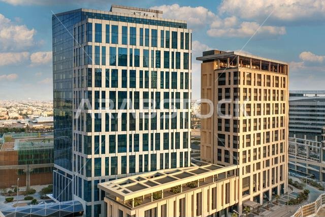 Modern buildings in King Abdullah Financial District (KAFD), Riyadh, Saudi Arabia.