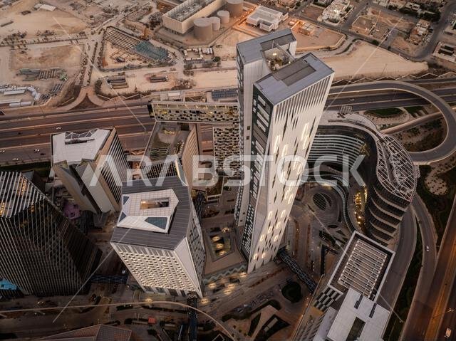 Modern buildings in King Abdullah Financial District (KAFD), Riyadh, Saudi Arabia.