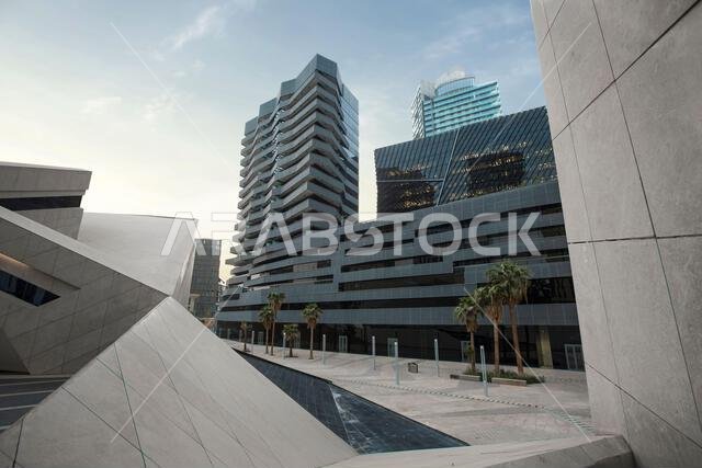 Modern buildings in King Abdullah Financial District (KAFD), Riyadh, Saudi Arabia.