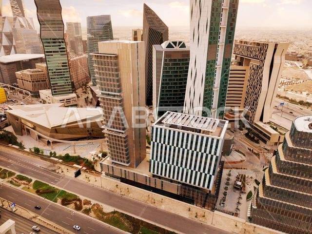 Modern buildings in King Abdullah Financial District (KAFD), Riyadh, Saudi Arabia.