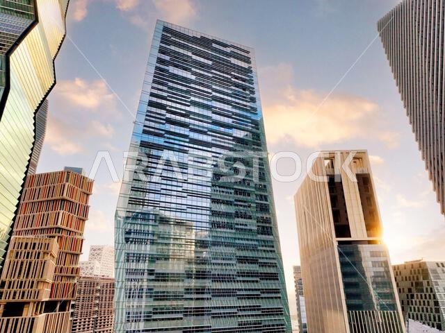 Modern buildings in King Abdullah Financial District (KAFD), Riyadh, Saudi Arabia.