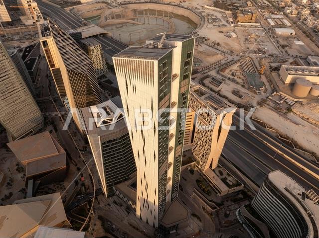 Modern buildings in King Abdullah Financial District (KAFD), Riyadh, Saudi Arabia.