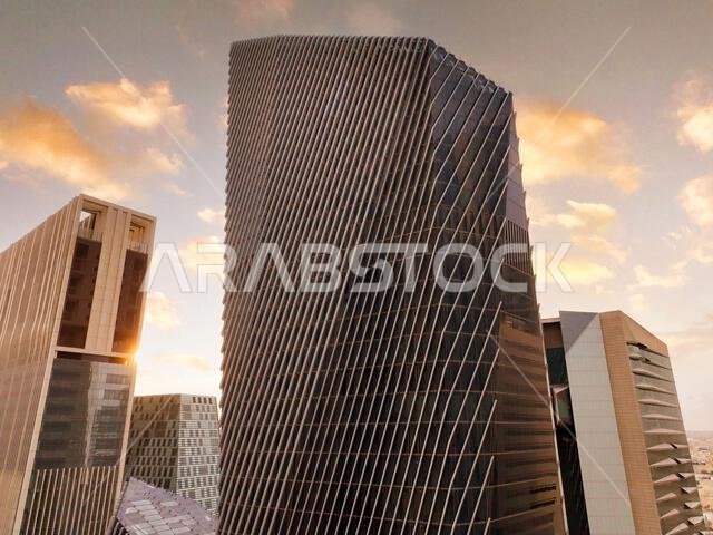 Modern buildings in King Abdullah Financial District (KAFD), Riyadh, Saudi Arabia.