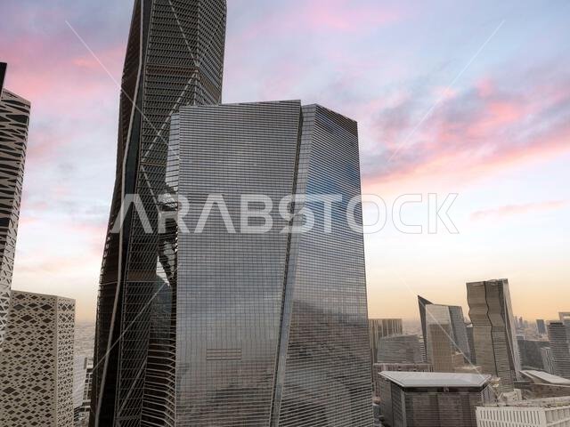 Modern buildings in King Abdullah Financial District (KAFD), Riyadh, Saudi Arabia.
