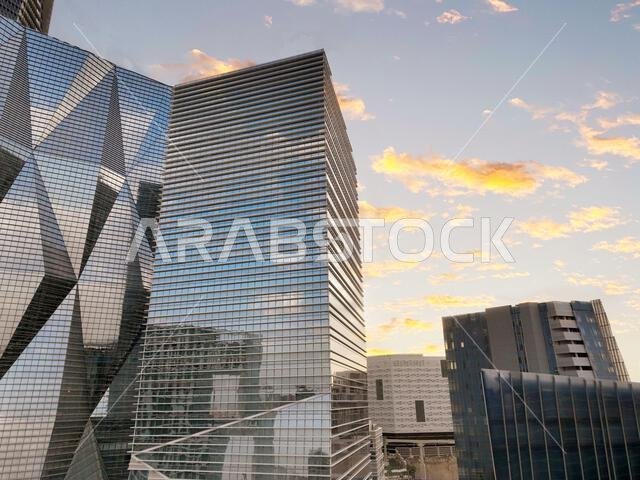 Modern buildings in King Abdullah Financial District (KAFD), Riyadh, Saudi Arabia.