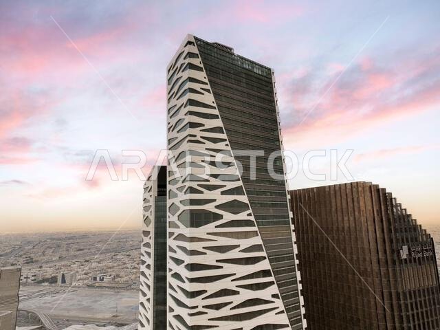 Modern buildings in King Abdullah Financial District (KAFD), Riyadh, Saudi Arabia.