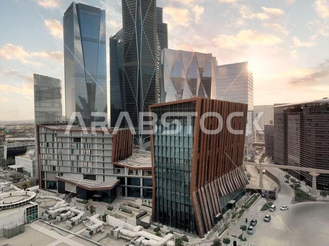 Modern buildings in King Abdullah Financial District (KAFD), Riyadh, Saudi Arabia.