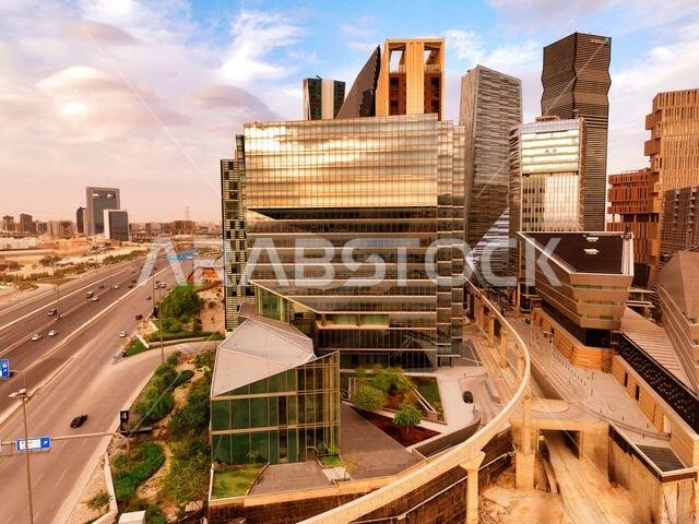 Modern buildings in King Abdullah Financial District (KAFD), Riyadh, Saudi Arabia.
