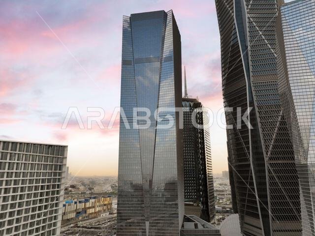 Modern buildings in King Abdullah Financial District (KAFD), Riyadh, Saudi Arabia.