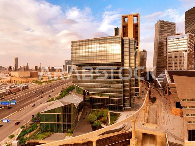 Modern buildings in King Abdullah Financial District (KAFD), Riyadh, Saudi Arabia.