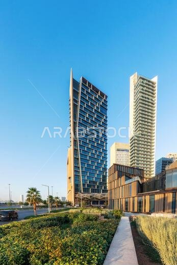 Modern buildings in King Abdullah Financial District (KAFD), Riyadh, Saudi Arabia.