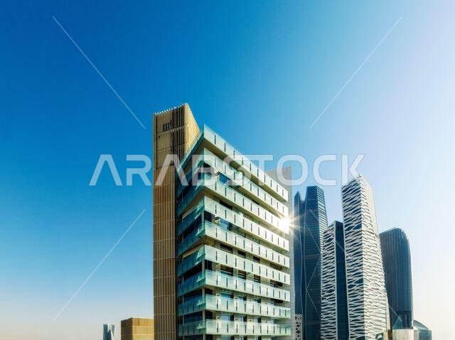 Modern buildings in King Abdullah Financial District (KAFD), Riyadh, Saudi Arabia.