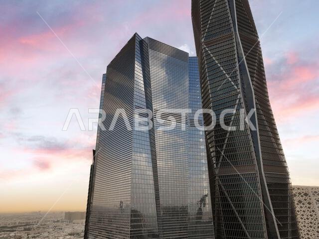 Modern buildings in King Abdullah Financial District (KAFD), Riyadh, Saudi Arabia.