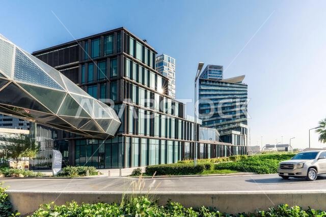 Modern buildings in King Abdullah Financial District (KAFD), Riyadh, Saudi Arabia.