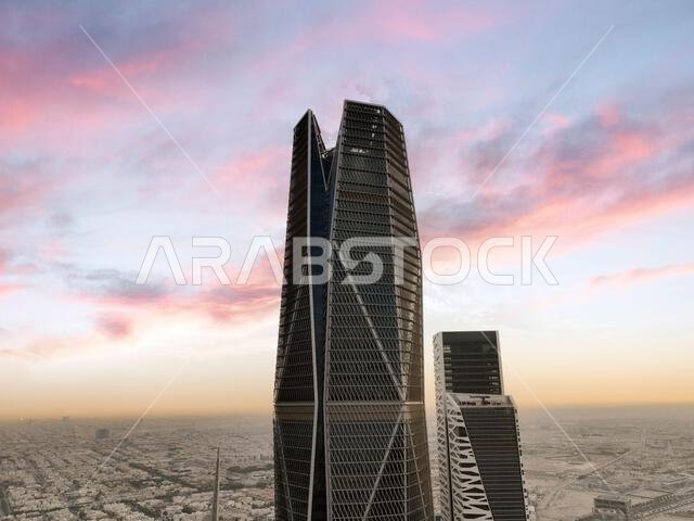 Modern buildings in King Abdullah Financial District (KAFD), Riyadh, Saudi Arabia.