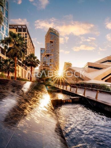 Modern buildings in King Abdullah Financial District (KAFD), Riyadh, Saudi Arabia.