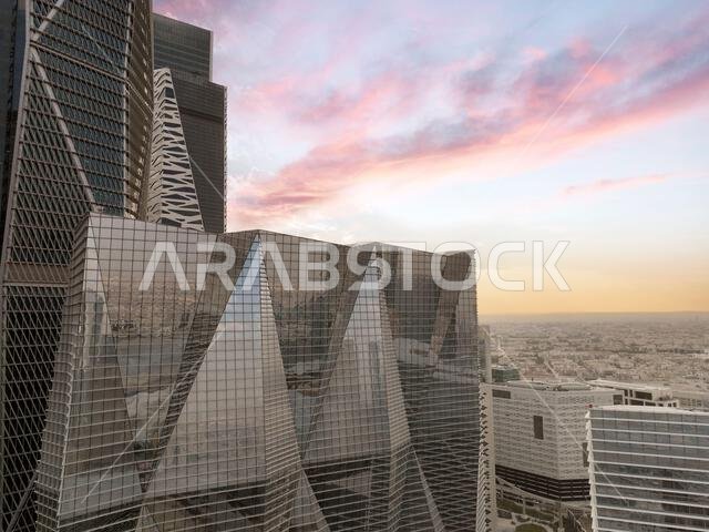 Modern buildings in King Abdullah Financial District (KAFD), Riyadh, Saudi Arabia.