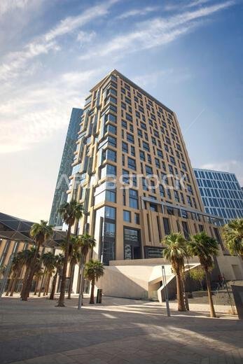 Modern buildings in King Abdullah Financial District (KAFD), Riyadh, Saudi Arabia.