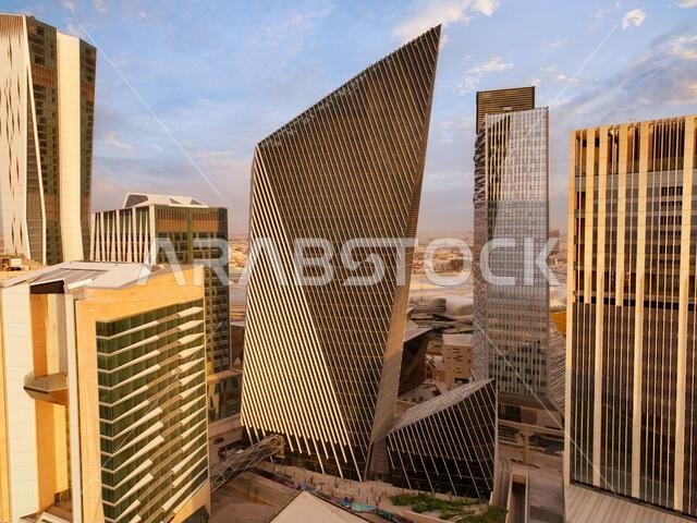 Modern buildings in King Abdullah Financial District (KAFD), Riyadh, Saudi Arabia.