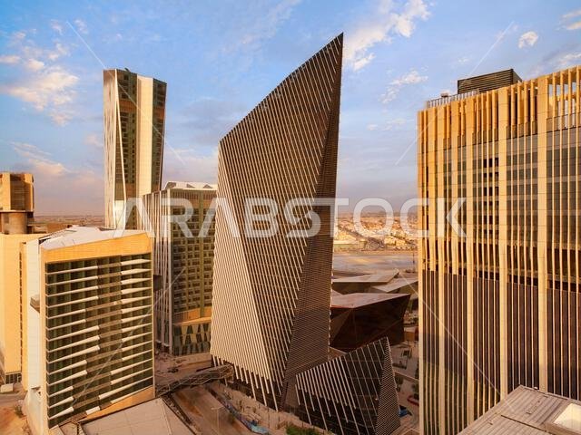 Modern buildings in King Abdullah Financial District (KAFD), Riyadh, Saudi Arabia.