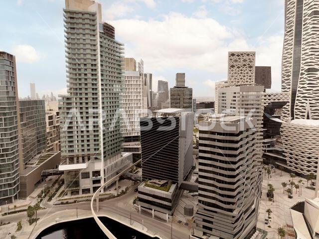 Modern buildings in King Abdullah Financial District (KAFD), Riyadh, Saudi Arabia.
