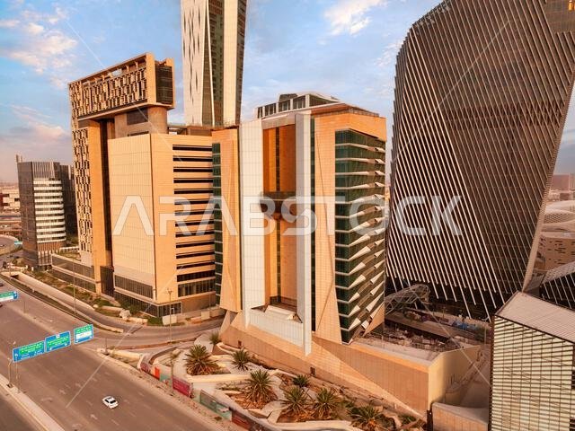 Modern buildings in King Abdullah Financial District (KAFD), Riyadh, Saudi Arabia.