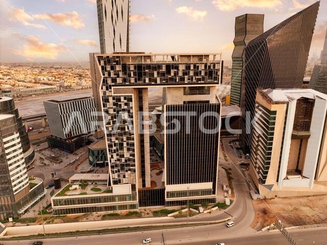 Modern buildings in King Abdullah Financial District (KAFD), Riyadh, Saudi Arabia.