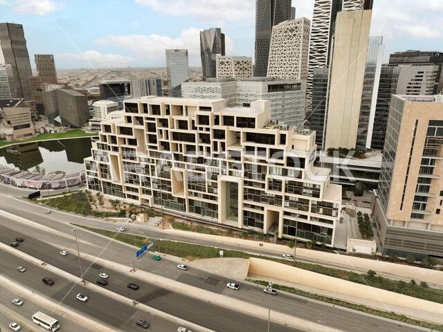 Modern buildings in King Abdullah Financial District (KAFD), Riyadh, Saudi Arabia.