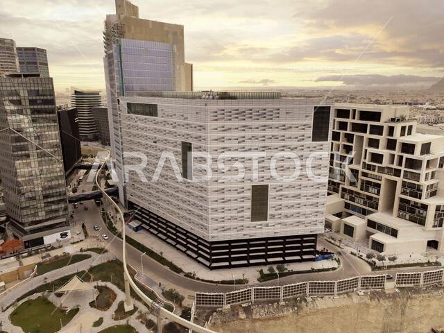 Modern buildings in King Abdullah Financial District (KAFD), Riyadh, Saudi Arabia.
