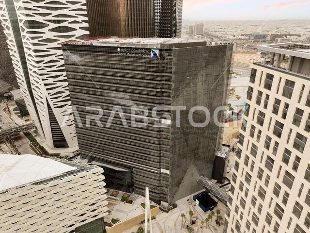 مبانٍ حديثة في مركز الملك عبد الله المالي (KAFD)، الرياض، المملكة العربية السعودية.